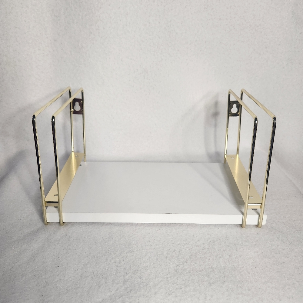Bathroom/Bedroom White & Gold Mounted Shelf